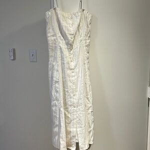 Theory white pinstripe dress sz 2 with buttons linen